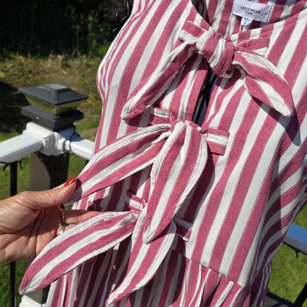 Anniewear Tied With a Bow striped babydoll dress,  size S, NWT - Picture 4 of 11